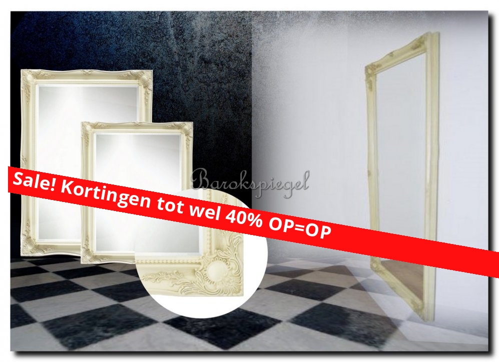 Ethan barok spiegel Ivoor Aanbieding wit