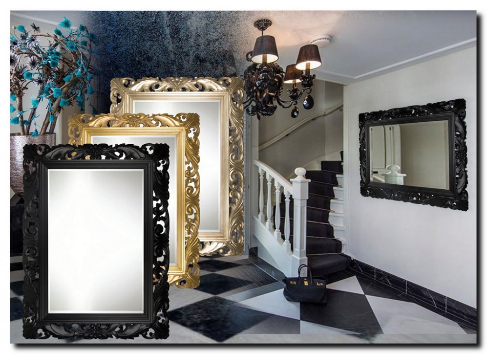 Handgestoken houten barok spiegel Fender