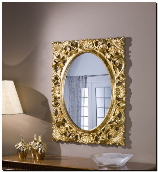 ovale rechthoekige spiegel goud