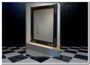 Wandspiegel Leroy Zwart-antiekgoud Aanbieding Buitenmaat 99x125cm