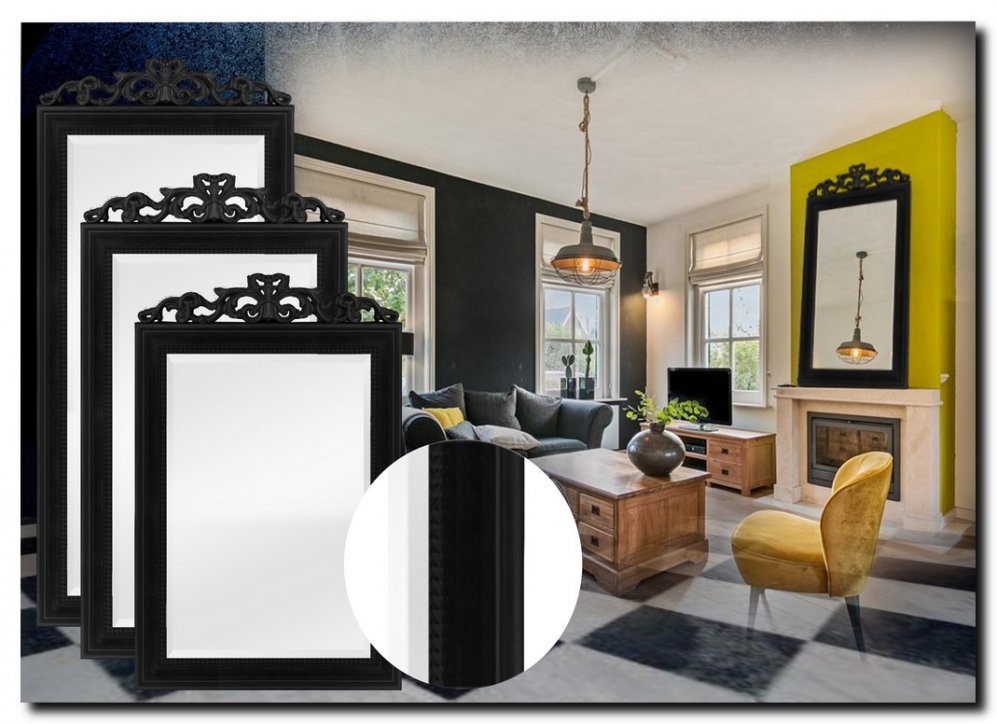 Kuifpiegel Franse stijl Rufino Zwart